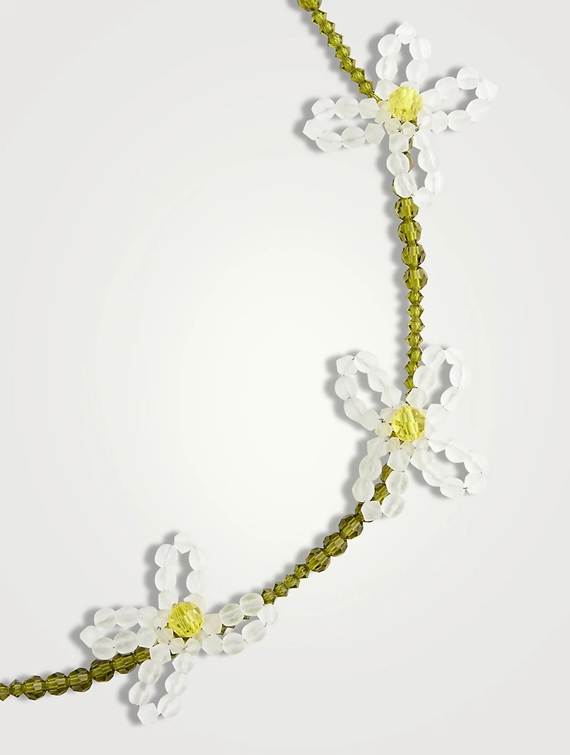 Beaded Crystal Flower Necklace