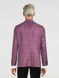Hampton Wool Silk And Linen Jacket Plaid Print