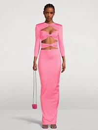 Daphne Cut-Out Satin Maxi Dress