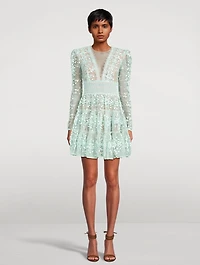 Megan Floral Appliqué Tulle Mini Dress