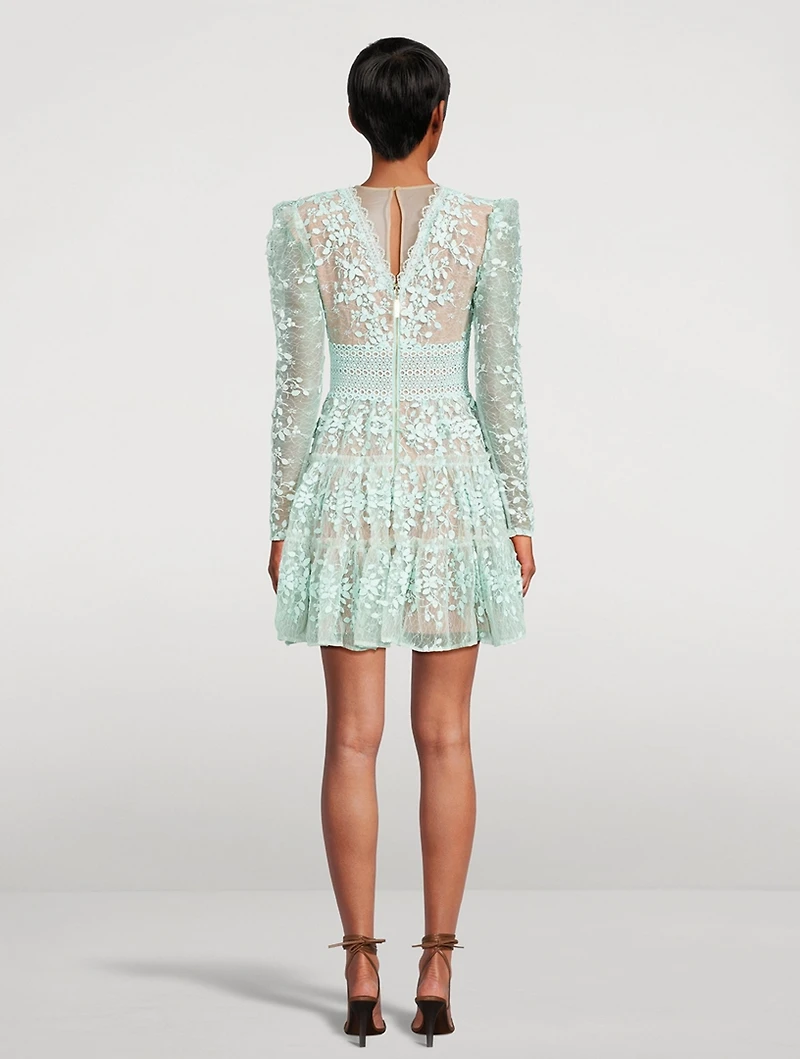 Megan Floral Appliqué Tulle Mini Dress
