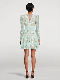 Megan Floral Appliqué Tulle Mini Dress
