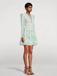 Megan Floral Appliqué Tulle Mini Dress