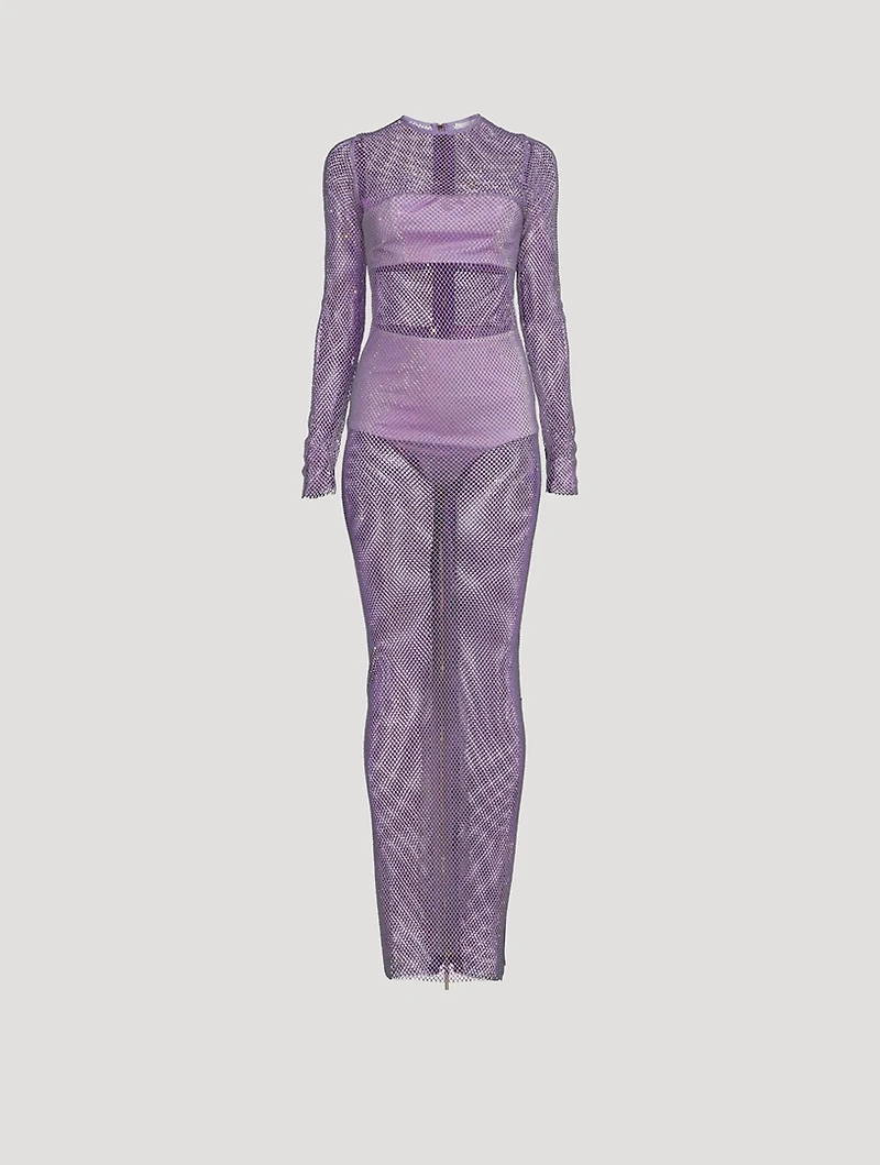 Webb Embellished Fishnet Dress