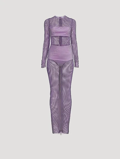 Webb Embellished Fishnet Dress