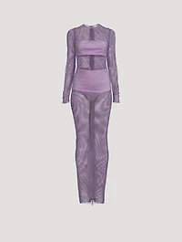 Webb Embellished Fishnet Dress