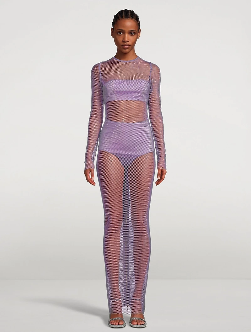 Webb Embellished Fishnet Dress