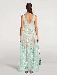 Megan Floral Appliqué Tulle Gown