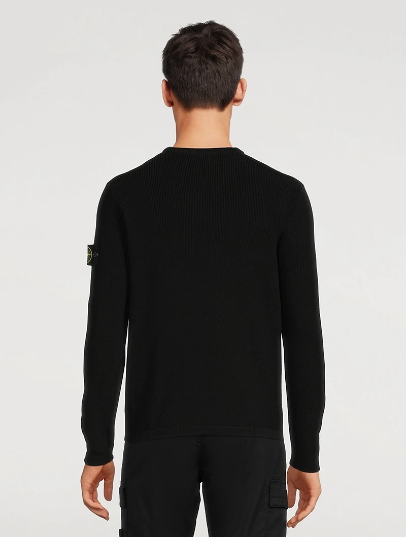 Cotton Ribbed Knit Sweater