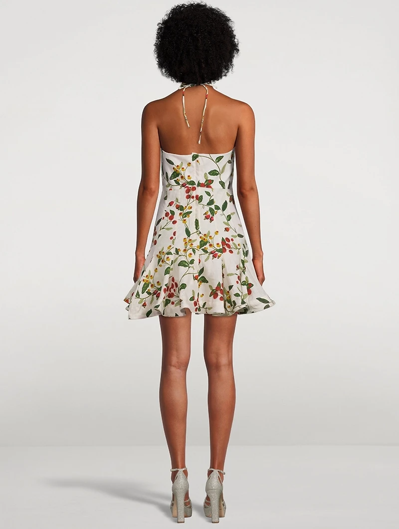 Anturio Linen Mini Dress Floral Print
