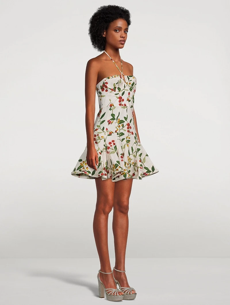 Anturio Linen Mini Dress Floral Print