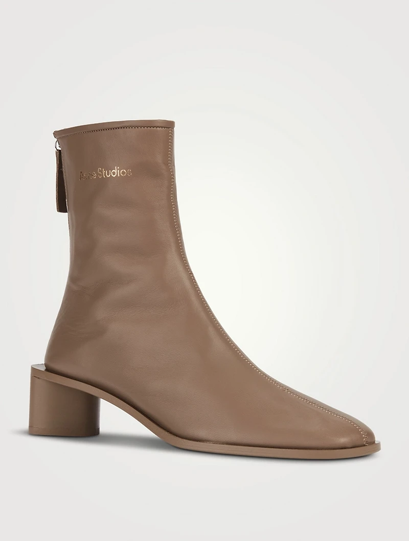 Logo Leather Ankle Boots