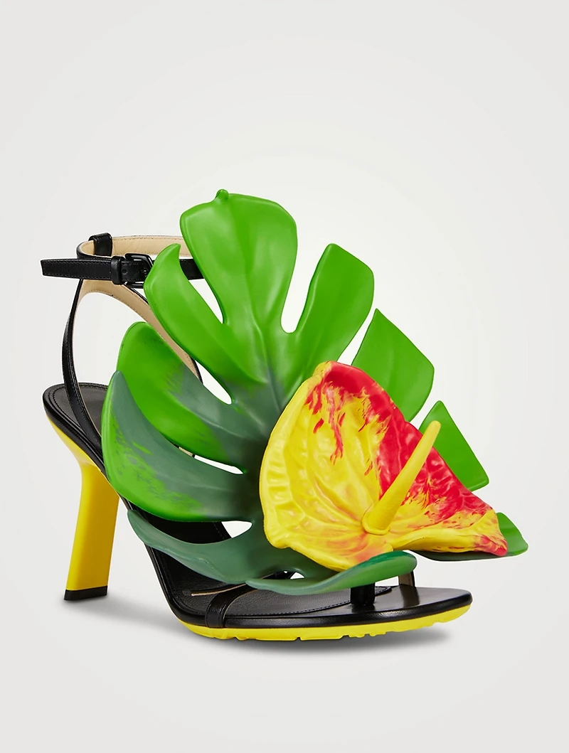 Petal Monstera Leather Sandals