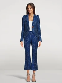 Pouf-Sleeve Blazer Floral Print