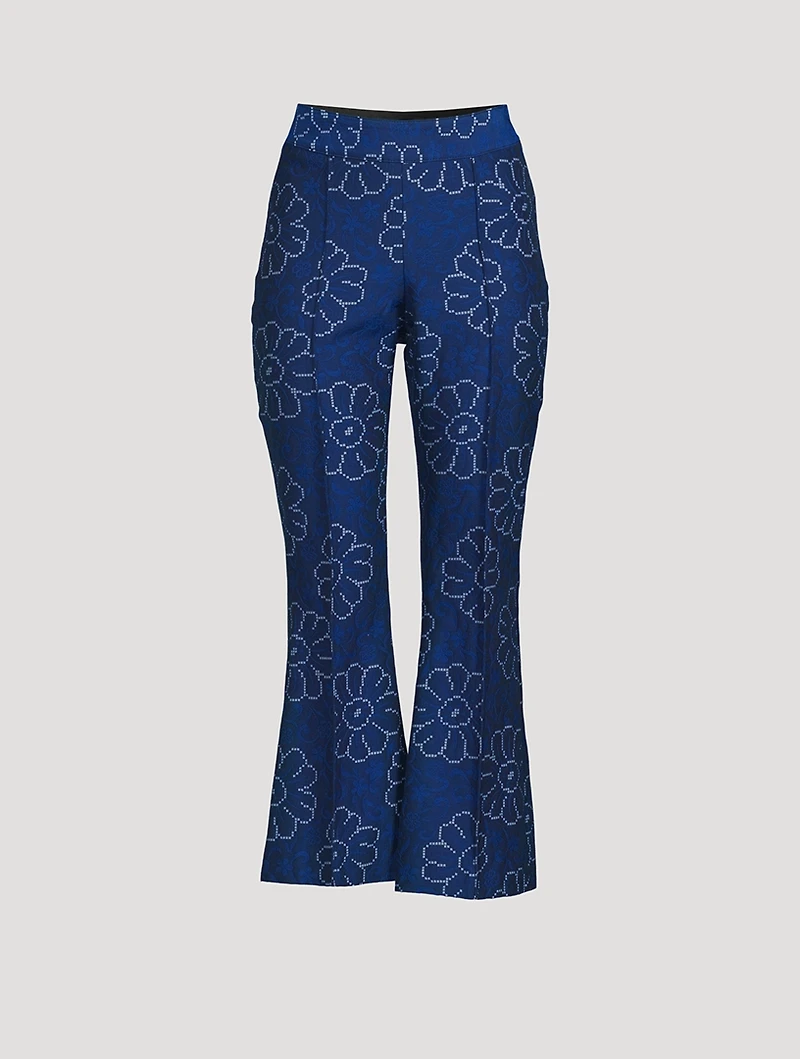Pintuck Flare Cropped Trousers