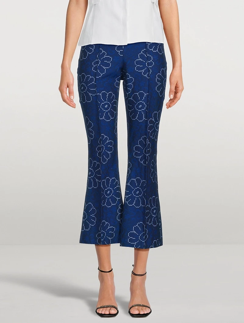 Pintuck Flare Cropped Trousers