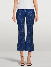 Pintuck Flare Cropped Trousers