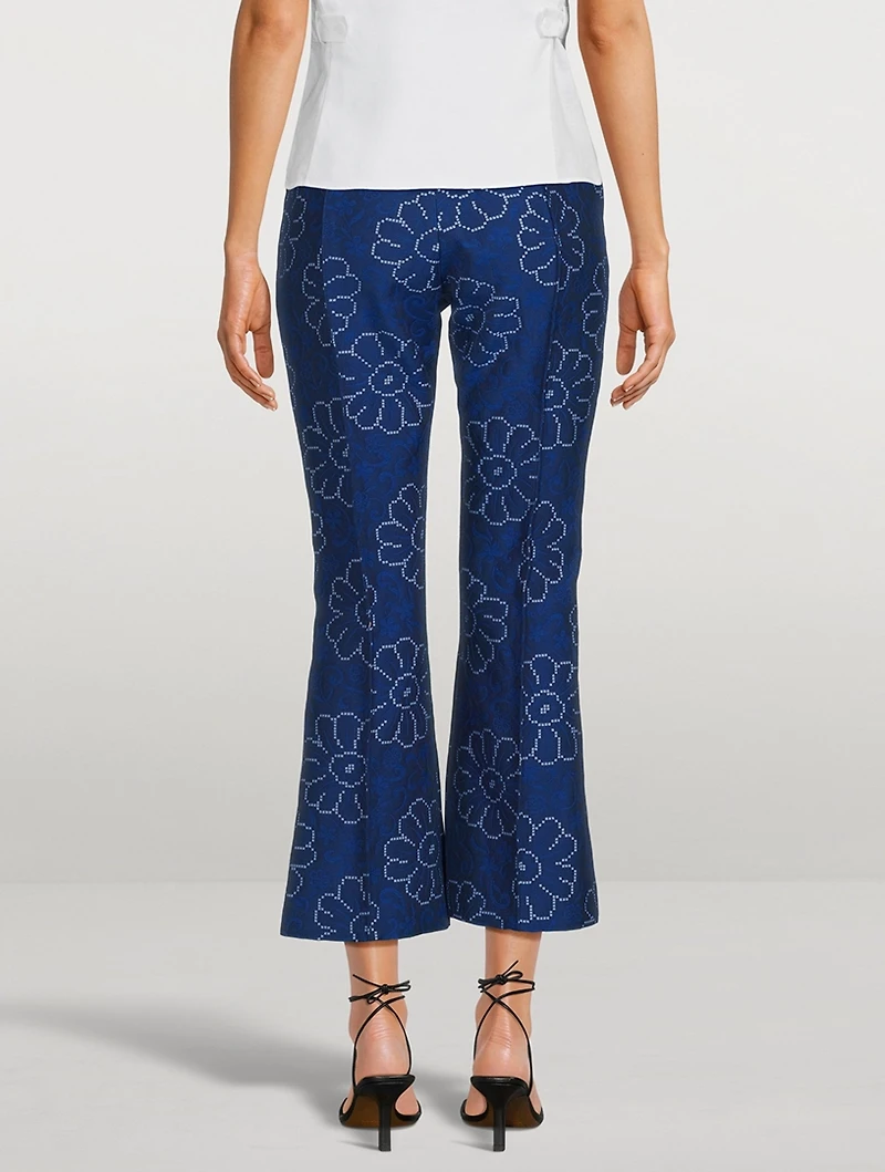Pintuck Flare Cropped Trousers