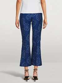 Pintuck Flare Cropped Trousers