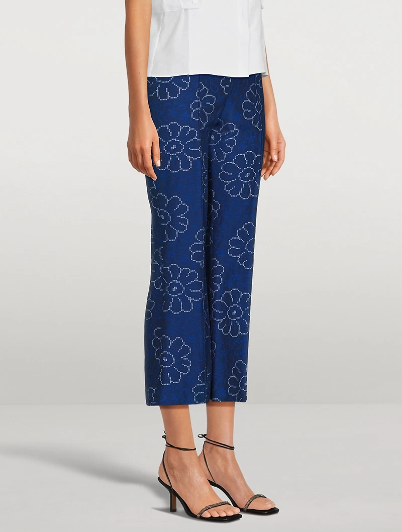 Pintuck Flare Cropped Trousers