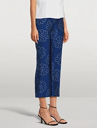 Pintuck Flare Cropped Trousers