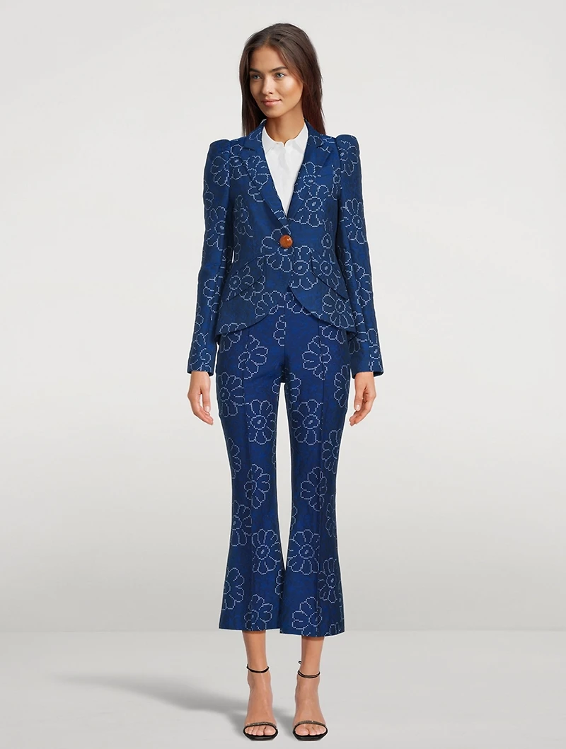 Pintuck Flare Cropped Trousers