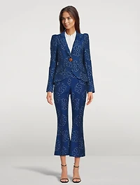 Pintuck Flare Cropped Trousers