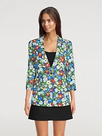 Three-Quarter Sleeve Blazer Floral Print