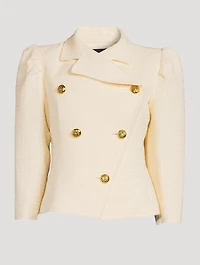 Double-Breasted Tweed Box-Pleat Jacket