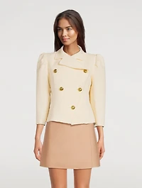 Double-Breasted Tweed Box-Pleat Jacket