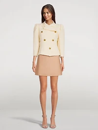 Double-Breasted Tweed Box-Pleat Jacket