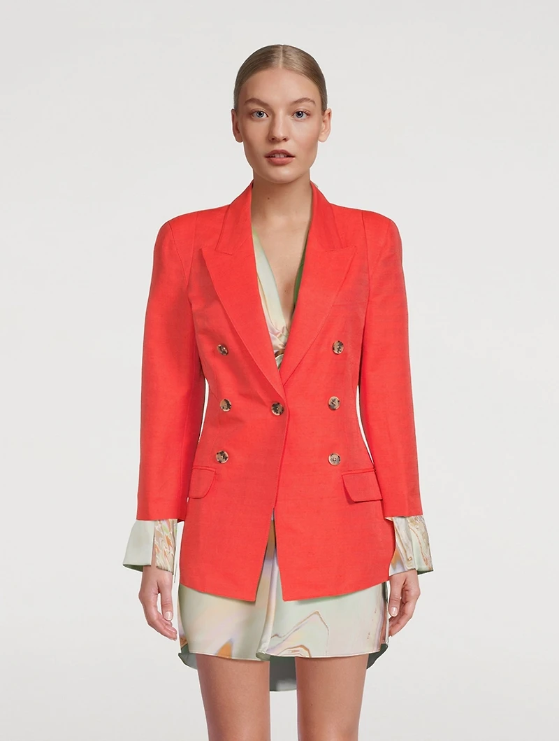 Pagoda Linen And Silk Cropped Blazer