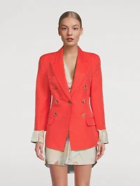 Pagoda Linen And Silk Cropped Blazer