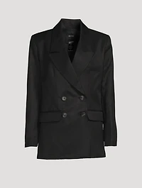 Linen-Blend Double-Breasted Oversized Blazer