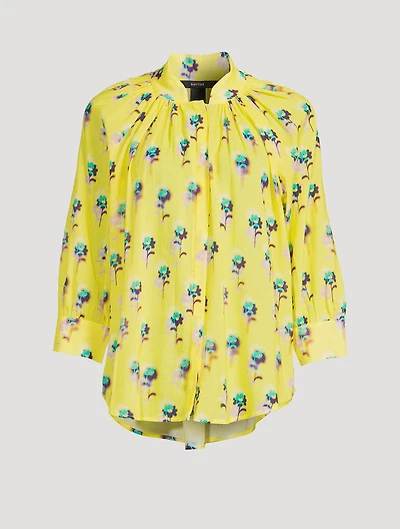 Gathered Blouse Floral Print