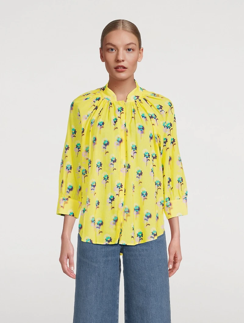 Gathered Blouse Floral Print