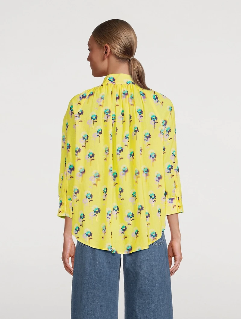 Gathered Blouse Floral Print