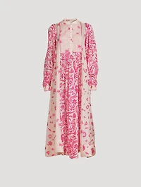 Esmerelda Printed Silk Habotai Midi Dress