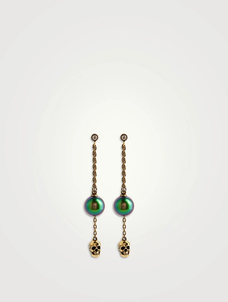 Skull Drop Chain Earrings
