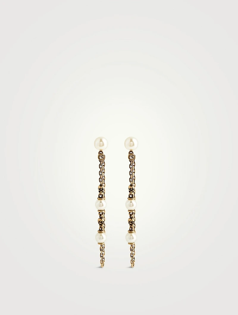 Skull Draped Chain Earrings