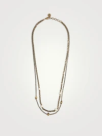Layered Skull And Faux Pearl Necklace