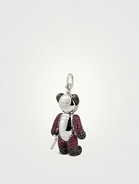 Kung Fu Bo Bo 18K White Gold Pendant With Diamonds, Black Diamonds And Rubies