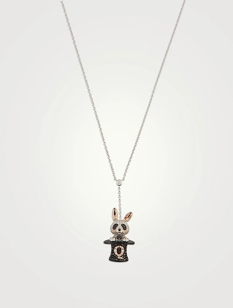 Medium Rabbit Bo Bo 18K White And Rose Gold Necklace With Diamonds