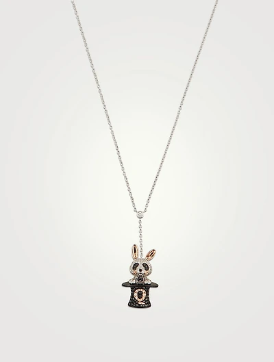 Medium Rabbit Bo Bo 18K White And Rose Gold Necklace With Diamonds