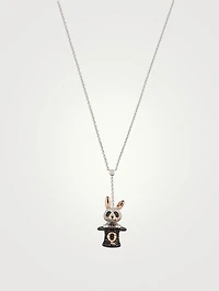 Medium Rabbit Bo Bo 18K White And Rose Gold Necklace With Diamonds