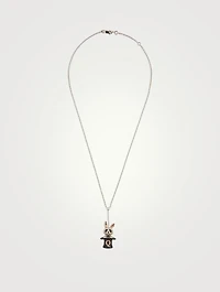Medium Rabbit Bo Bo 18K White And Rose Gold Necklace With Diamonds
