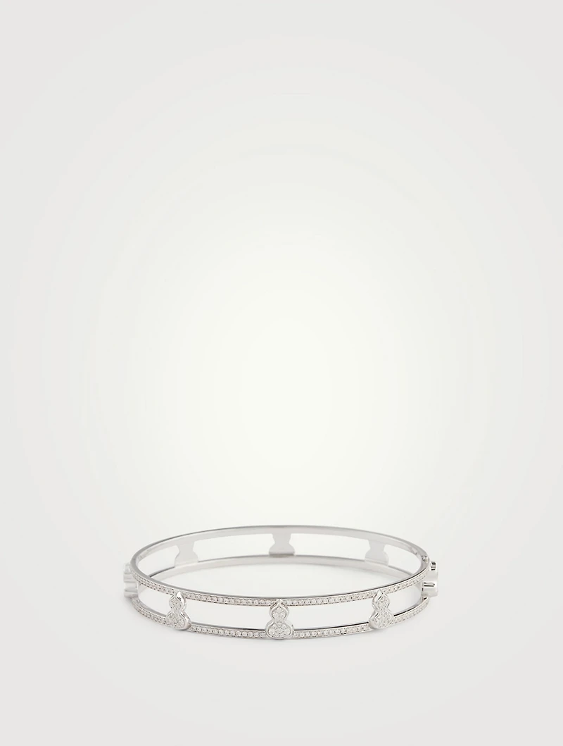 Wulu 18K White Gold Bangle Bracelet With Diamonds