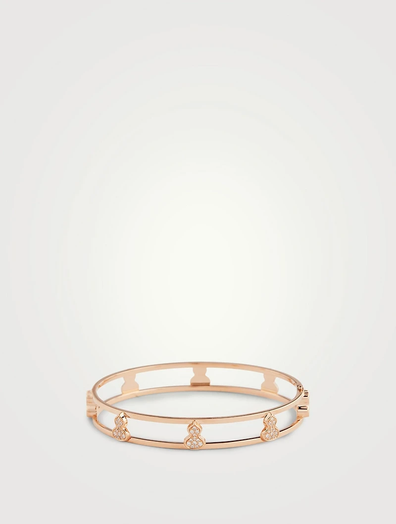 Wulu 18K Rose Gold Bangle Bracelet With Diamonds