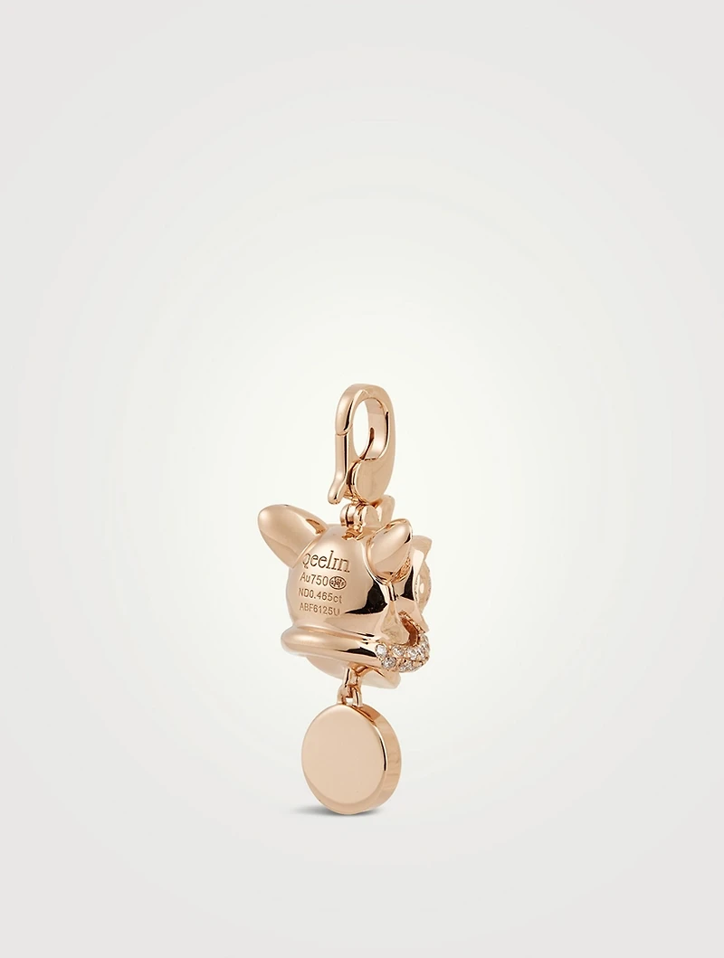 Small Xi Xi 18K Rose Gold Pendant With Diamonds And Jade