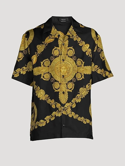 Maschera Baroque Silk Short-Sleeve Shirt